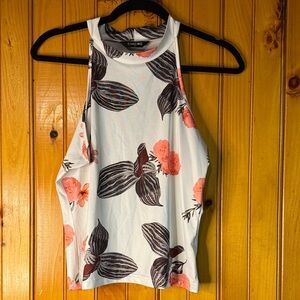 ChicMe Floral Print Tank Top - White and Coral